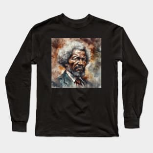 Frederick Douglass Painting Portrait for Black History Month Long Sleeve T-Shirt